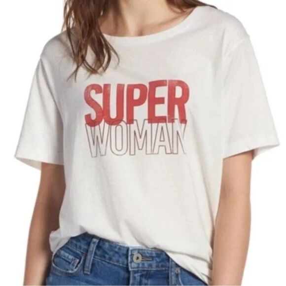 🌹 REBECCA MINKOFF 🌹 'Super Woman' Short Sleeve T-shirt - [Small, White] - Picture 1 of 14